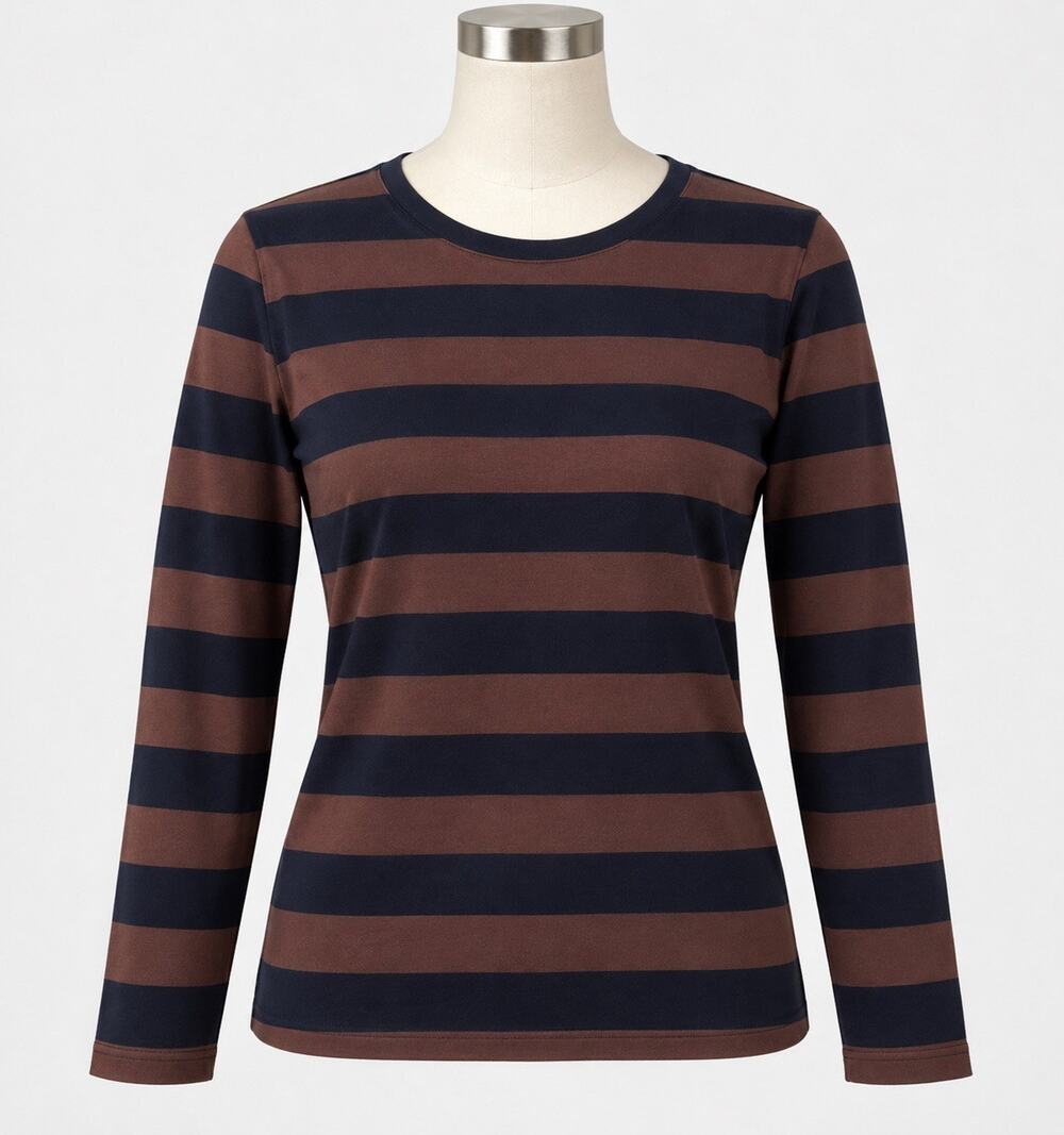 Kule Women’s The Striped Modern Long Sleeve Shirt Size Medium Brown